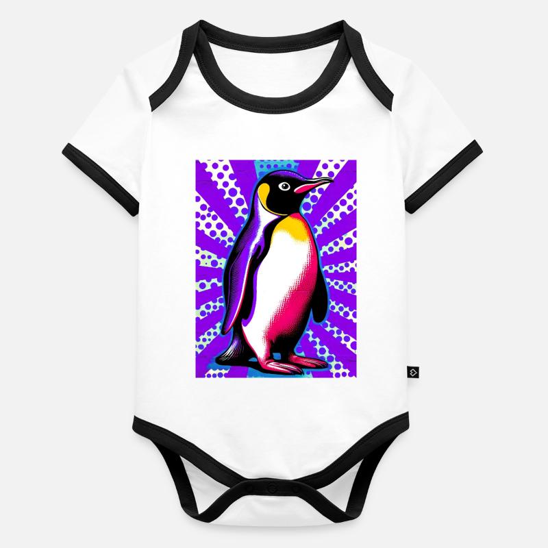 pingouin Body Bébé bio contrasté manches courtes