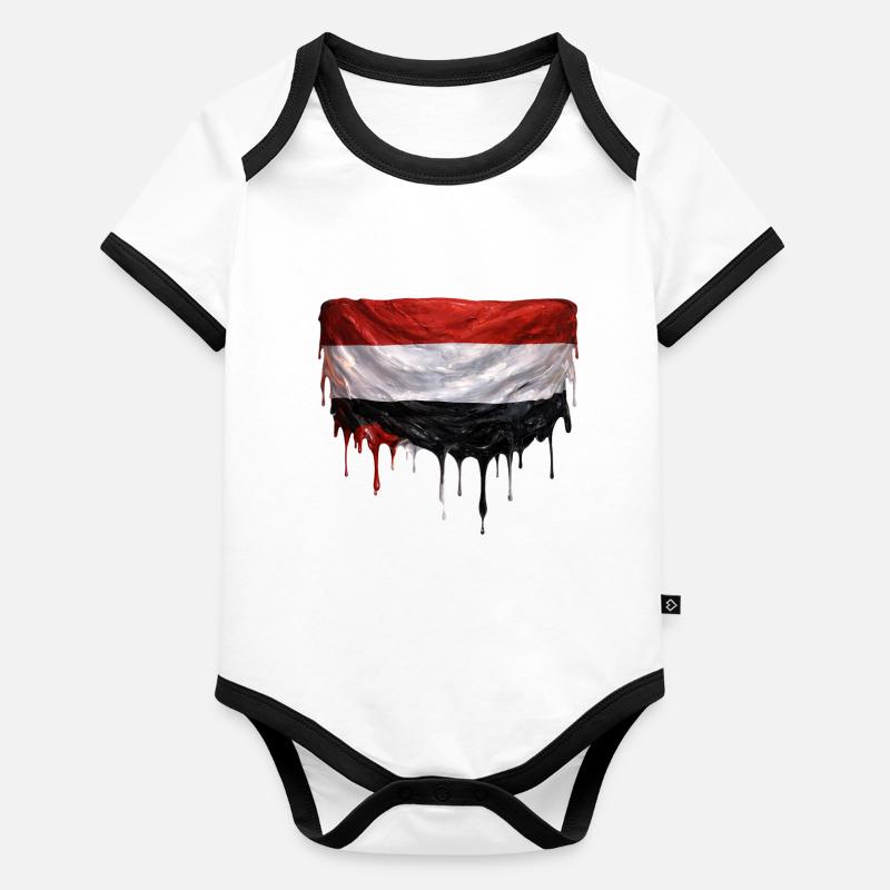 Drapeau yéménite coloré Body Bébé bio contrasté manches courtes