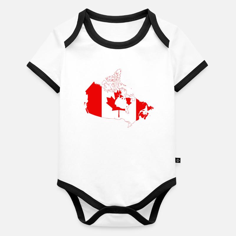 Silhouette du drapeau de la carte du Canada Body Bébé bio contrasté manches courtes