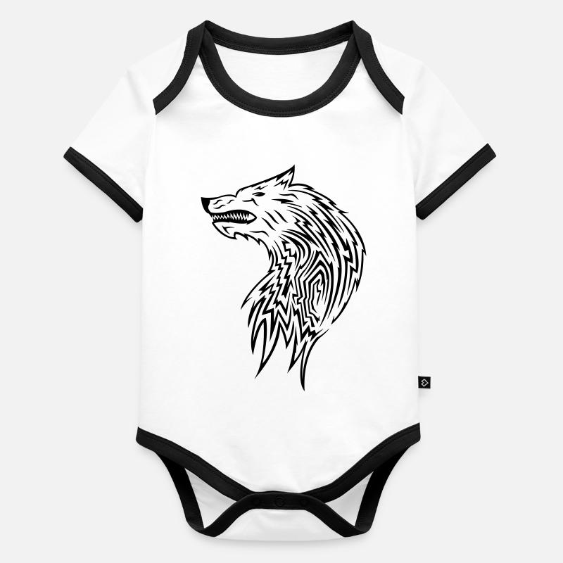 wolf_tribal Body Bébé bio contrasté manches courtes