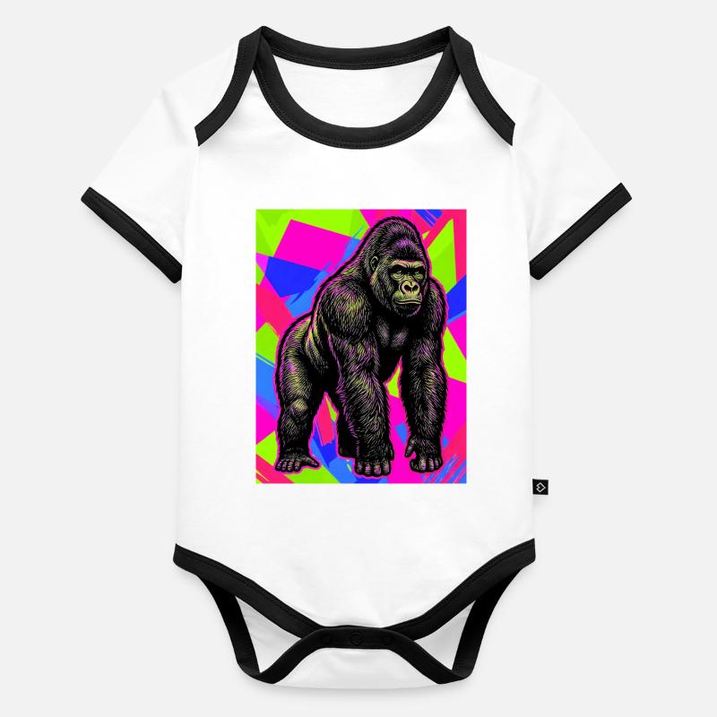 gorille Body Bébé bio contrasté manches courtes