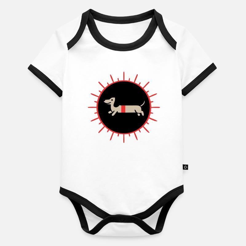 Retro Dackel Sonne Vintage Baby Bio-Kurzarm-Kontrastbody