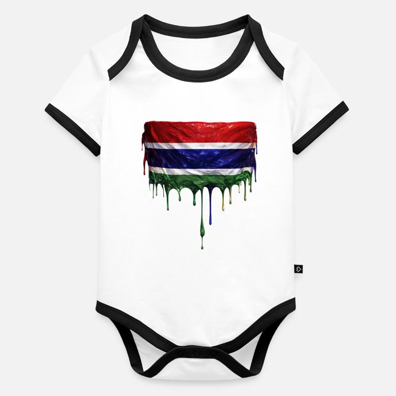 Drapeau de la Gambie dans l’art de la goutte Body Bébé bio contrasté manches courtes