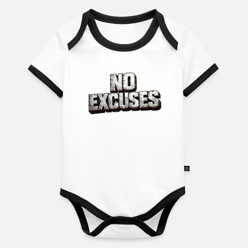 No excuses: hard metal text Organic Baby Contrasting Bodysuit