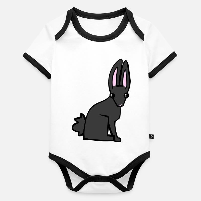 Lapin noir Body Bébé bio contrasté manches courtes