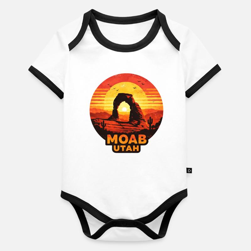 Motif du coucher de soleil dans les déserts de Moab Utah Body Bébé bio contrasté manches courtes