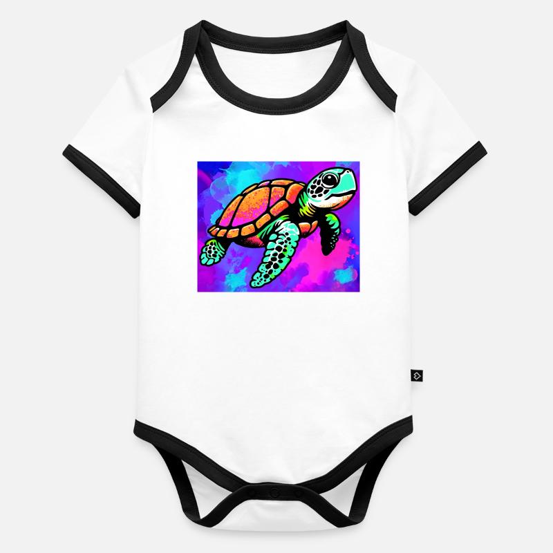 Schildkröte Baby Bio-Kurzarm-Kontrastbody