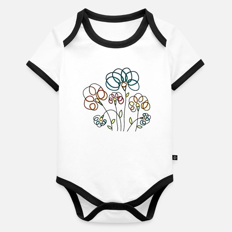 Fleur Body Bébé bio contrasté manches courtes