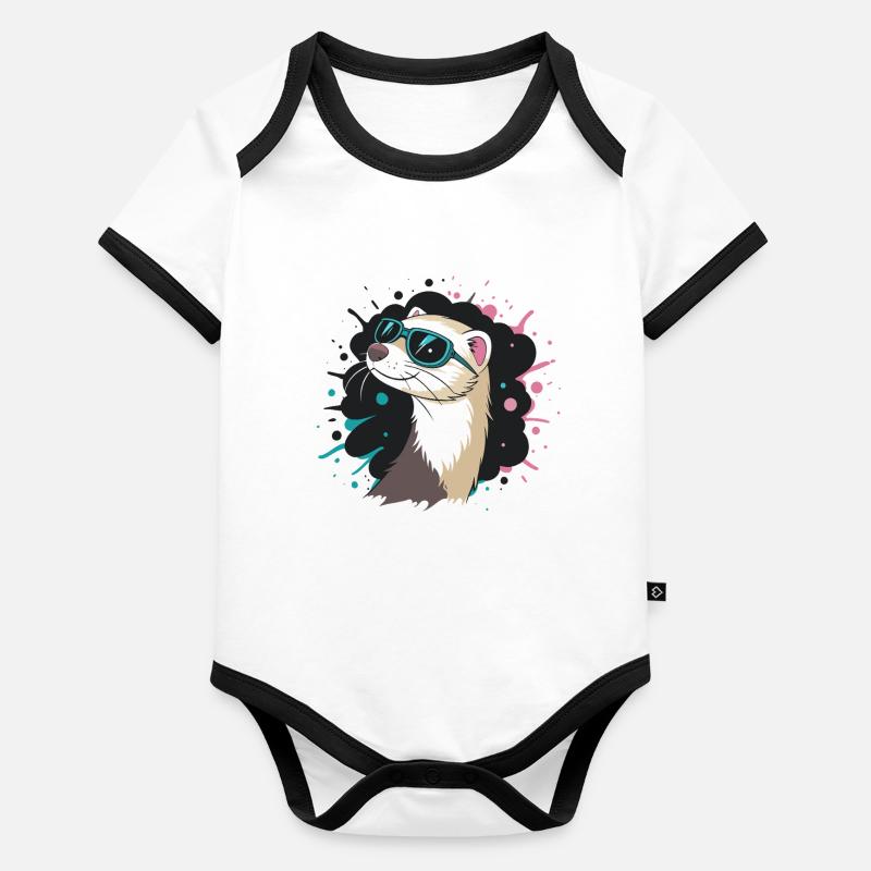 Summer otter blue glasses Organic Baby Contrasting Bodysuit