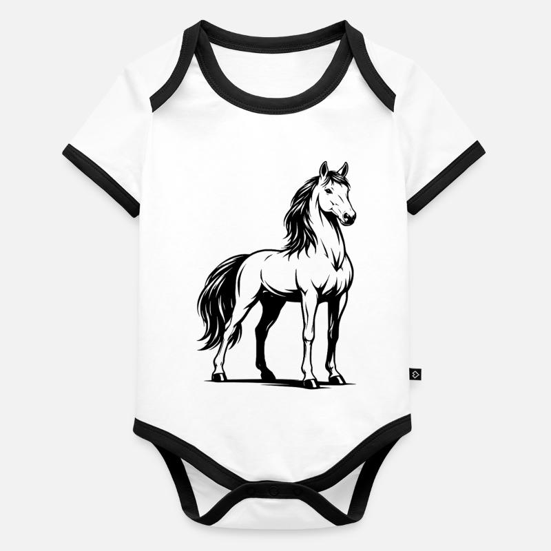 Pferd_stehend_Schwarz Organic Baby Contrasting Bodysuit