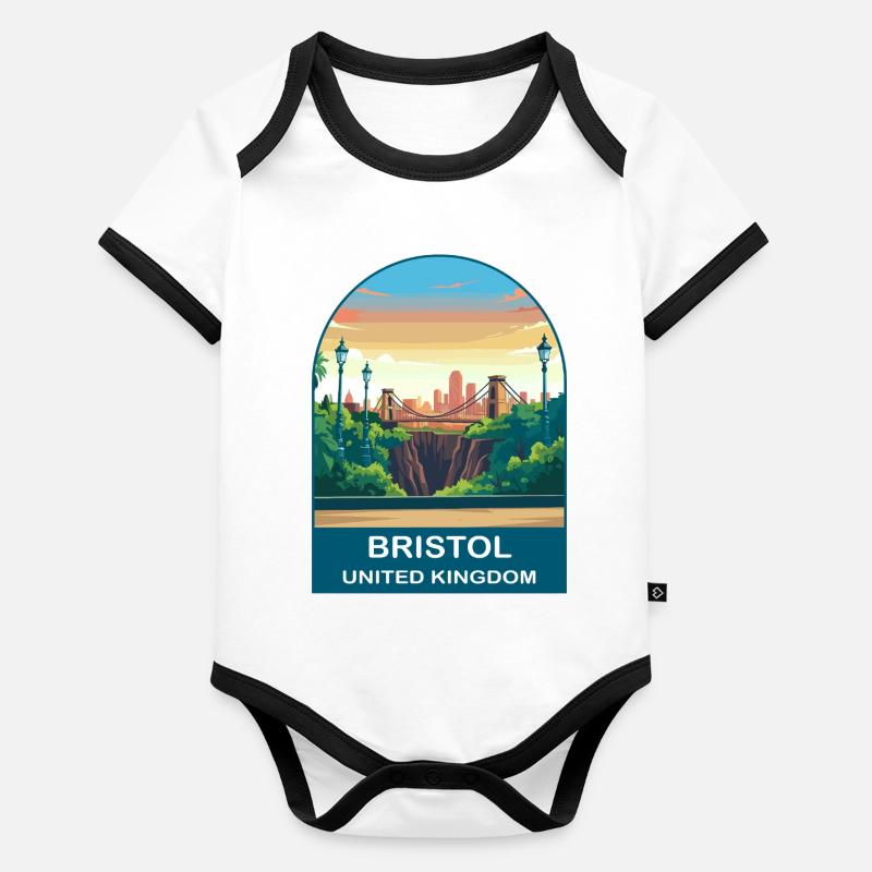 Illustration de l’affiche de voyage de Bristol Skyline au Royaume-Uni Body Bébé bio contrasté manches courtes