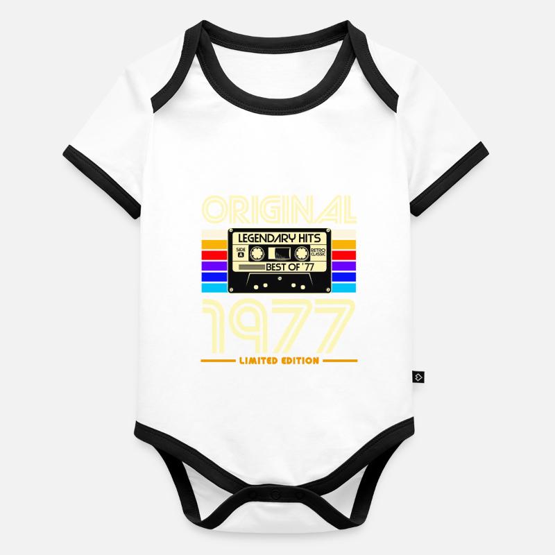 Original 1977 Retro Cassette Body Bébé bio contrasté manches courtes