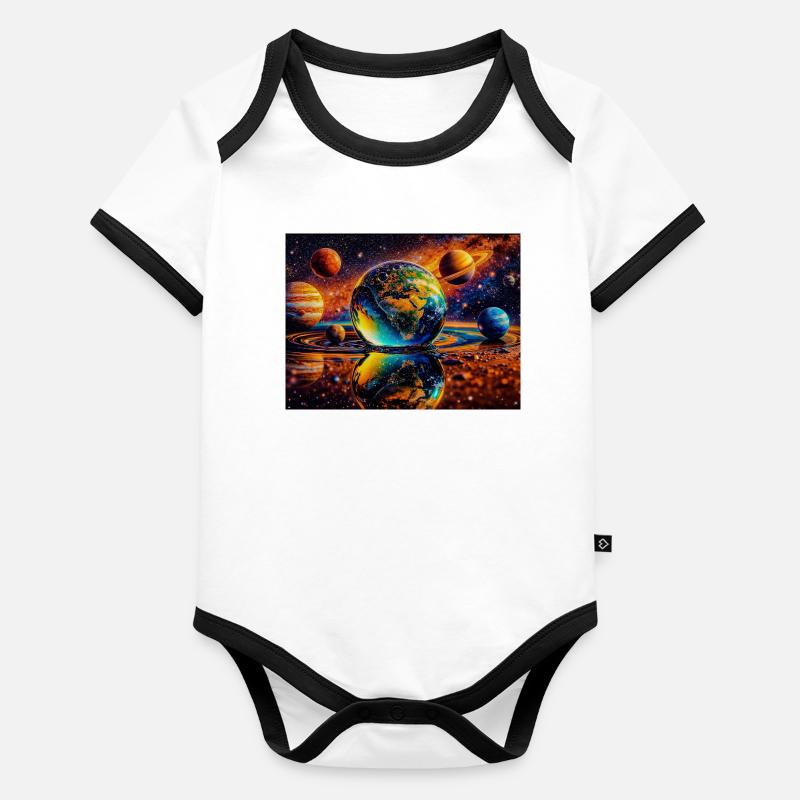 Earth in Space Mirror Organic Baby Contrasting Bodysuit