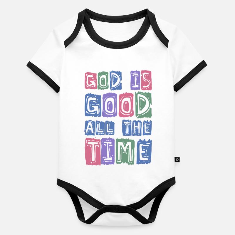 Gott ist gut zu jeder Zeit Retro Glaube Baby Bio-Kurzarm-Kontrastbody