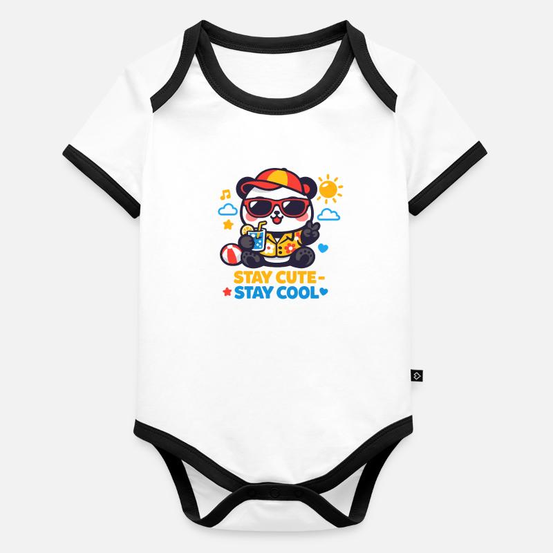 Graphique Reste mignon Reste Cool Bear Body Bébé bio contrasté manches courtes
