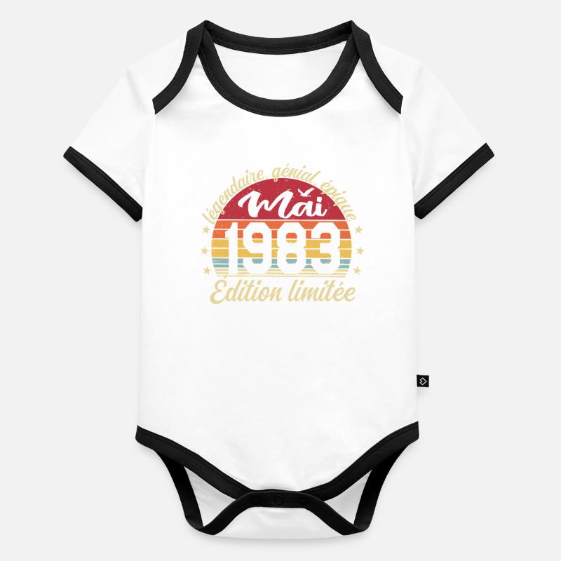 les légendes sont nées mai 1983 Body Bébé bio contrasté manches courtes