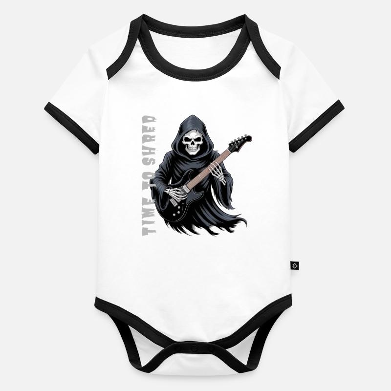 Grim Reaper Rocks The Guitar Organic Baby Contrasting Bodysuit