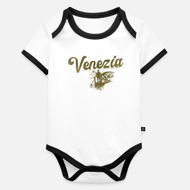Venedig, Vintage Baby Bio-Kurzarm-Kontrastbody