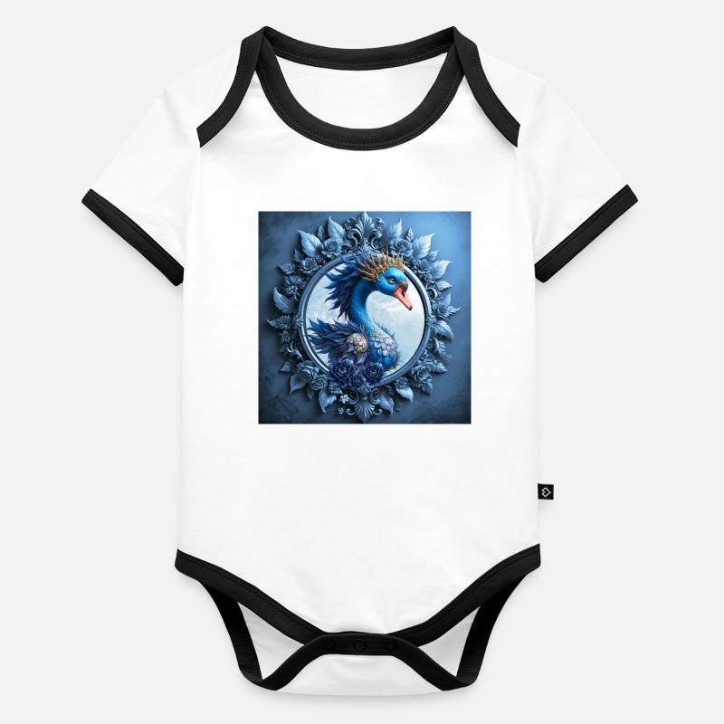 Blue Phoenix Crest in Frame Organic Baby Contrasting Bodysuit