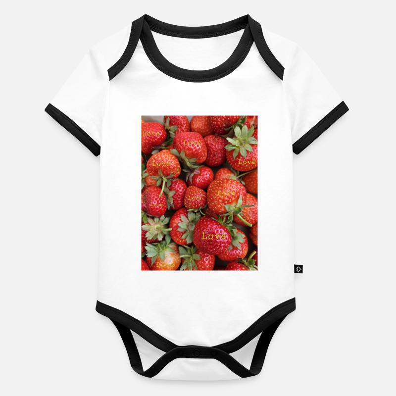 Erdbeeren Baby Bio-Kurzarm-Kontrastbody