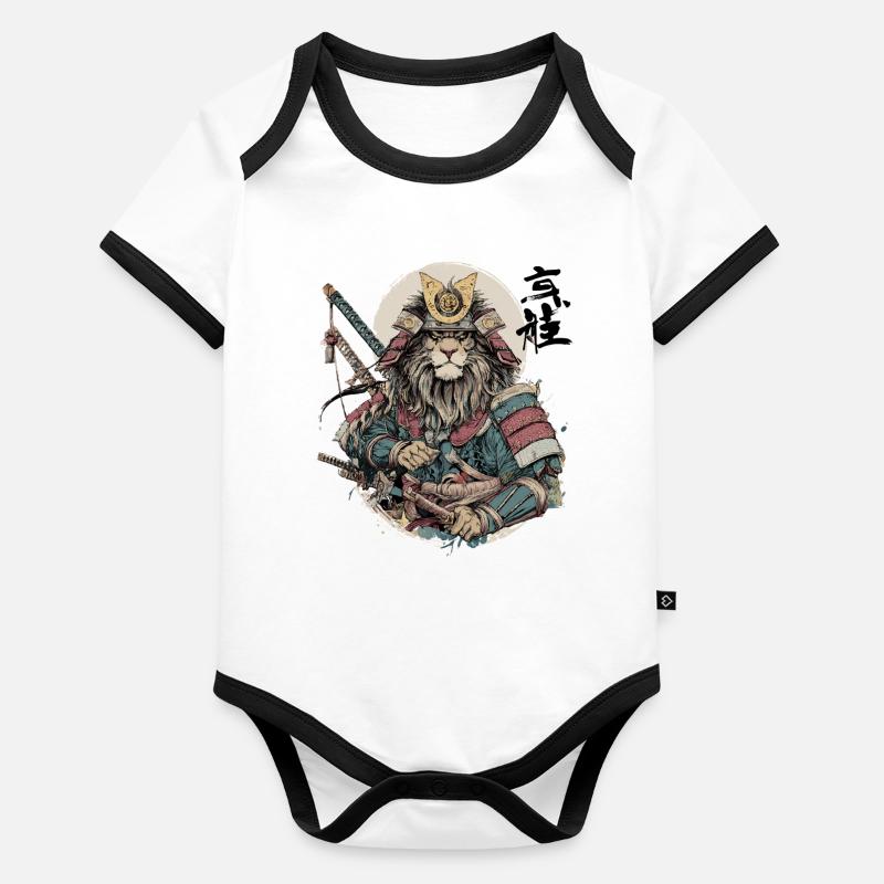 Lion Samurai Armor Warrior Organic Baby Contrasting Bodysuit