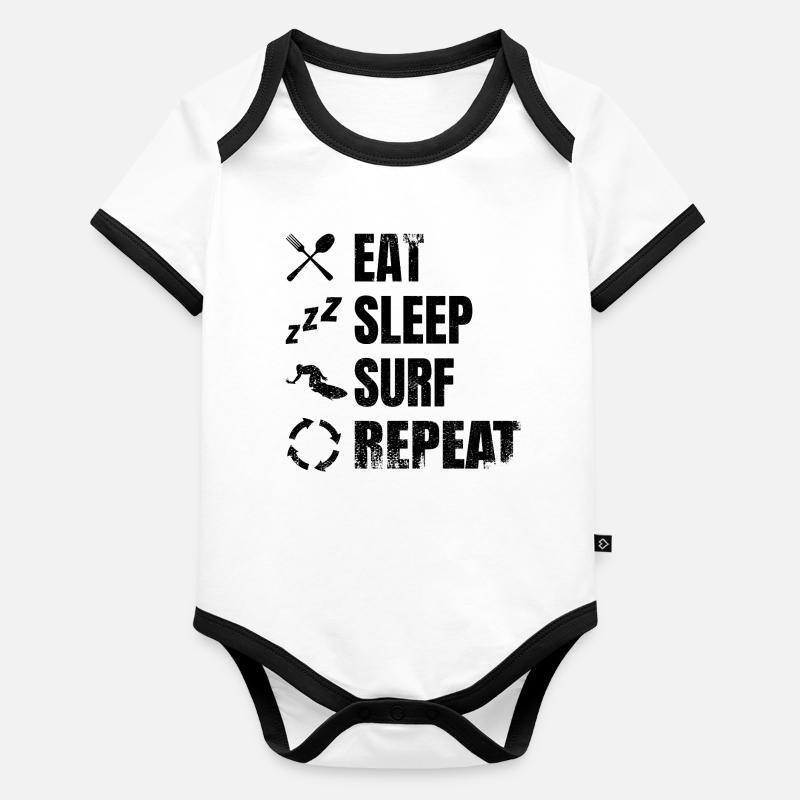 Diction drôle de surfeur Body Bébé bio contrasté manches courtes