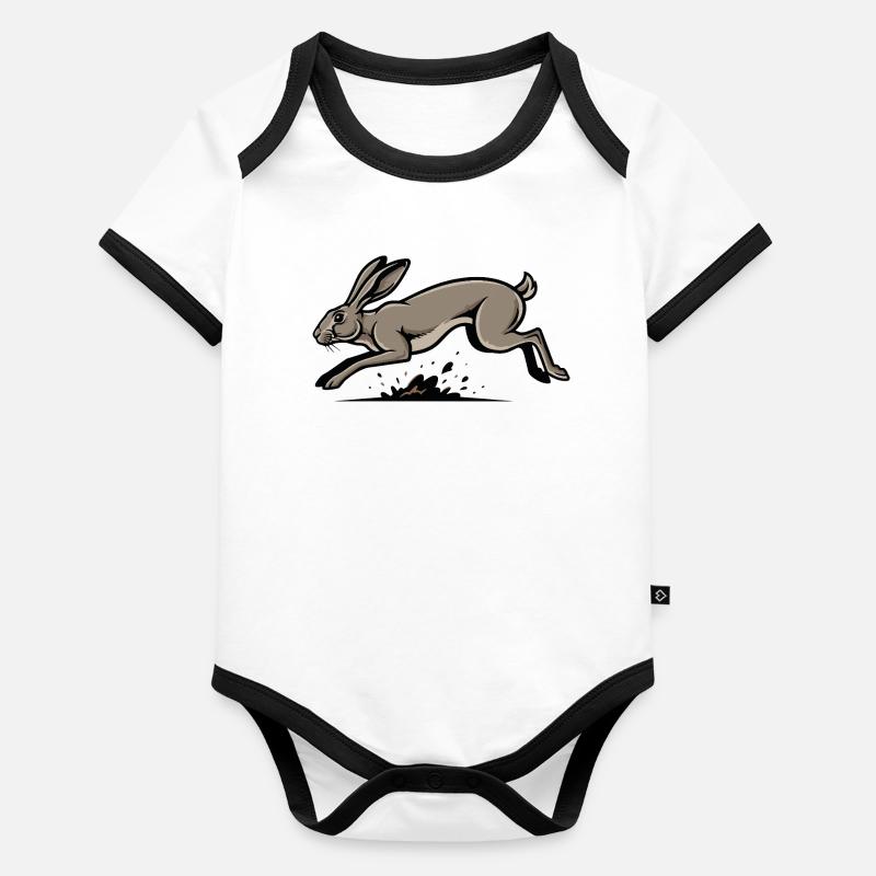 Wild Hare Hare Speed Race Natur Baby Bio-Kurzarm-Kontrastbody
