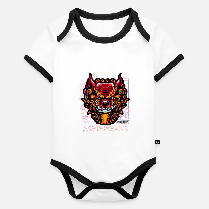 Feu du Dragon Néon Body Bébé bio contrasté manches courtes