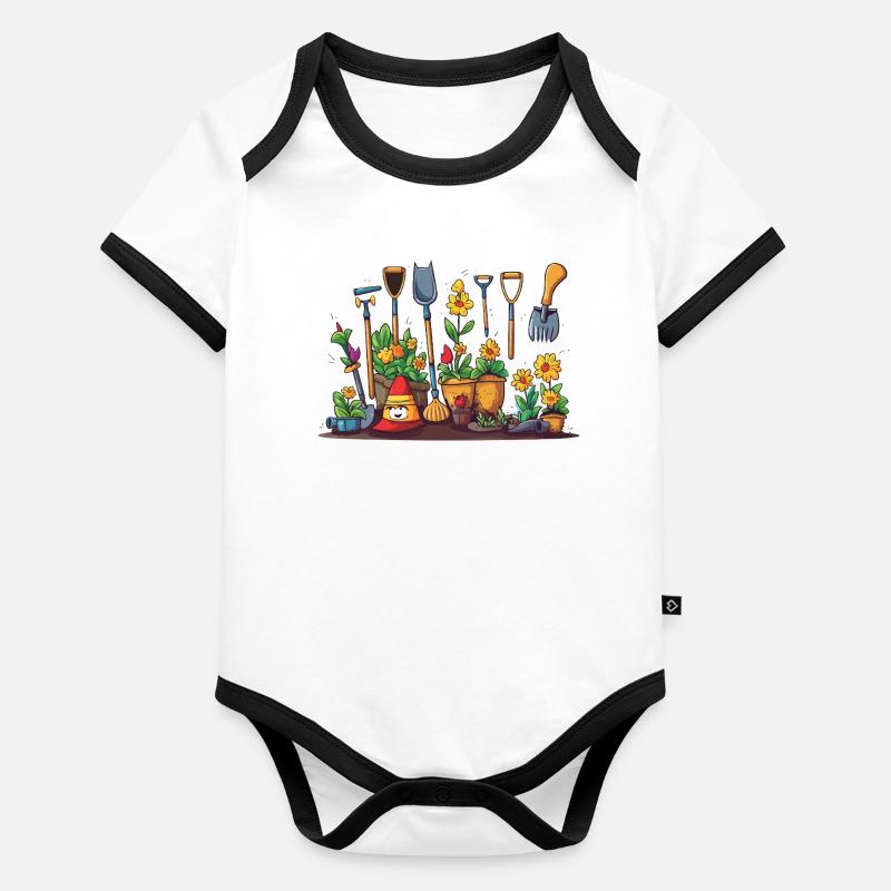 Gardening fun with flower tools Organic Baby Contrasting Bodysuit