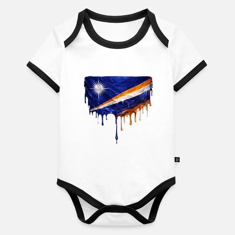 Marshall Islands Dripping Flag Organic Baby Contrasting Bodysuit