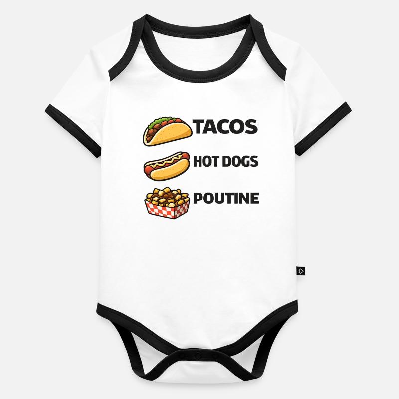 Tacos Hot Dog Poutine Body Bébé bio contrasté manches courtes
