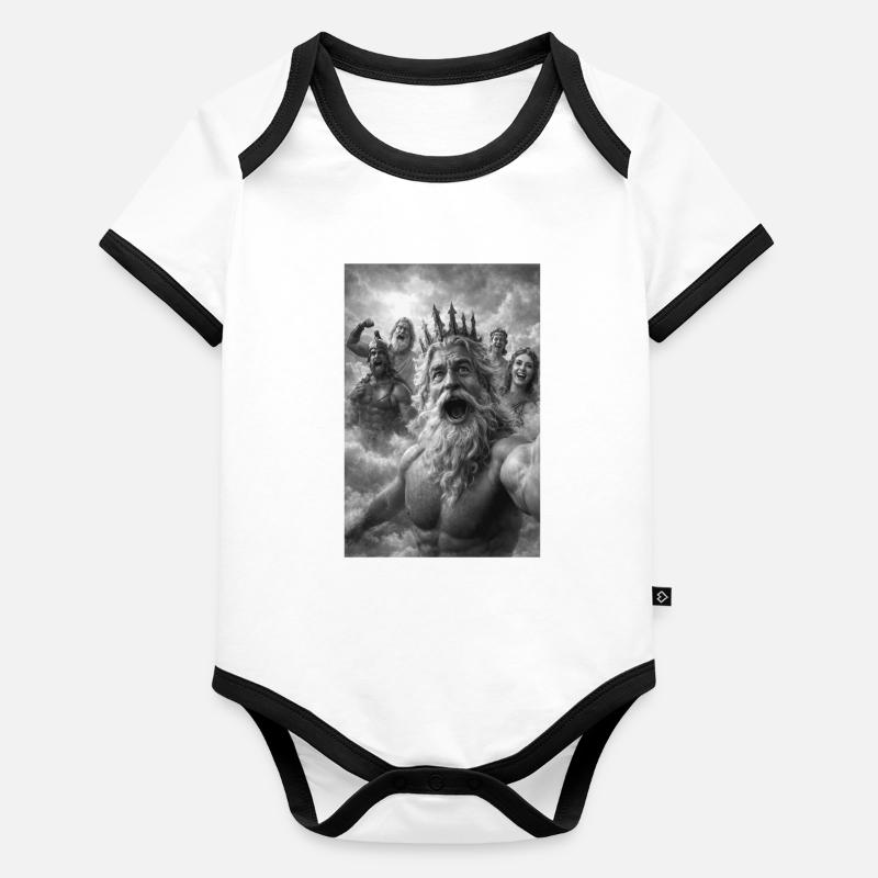 Poseidon-Selfie mit den Göttern Baby Bio-Kurzarm-Kontrastbody
