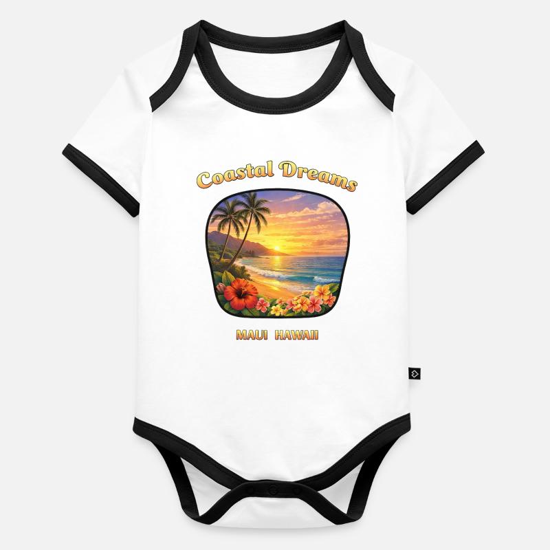 Maui Hawaii Dream Vacation Coast Beach Sunset Organic Baby Contrasting Bodysuit