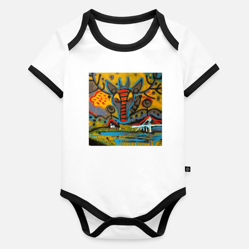 Bunte Graffiti-Landschaft Gjemnes Baby Bio-Kurzarm-Kontrastbody
