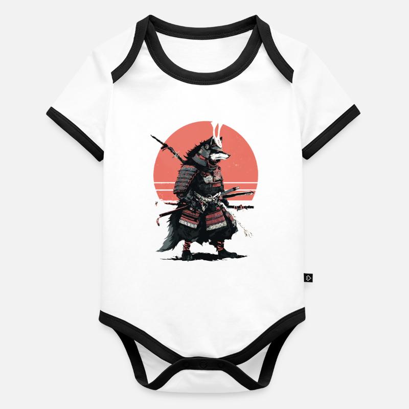 Wolf Samurai of the Dawn Organic Baby Contrasting Bodysuit