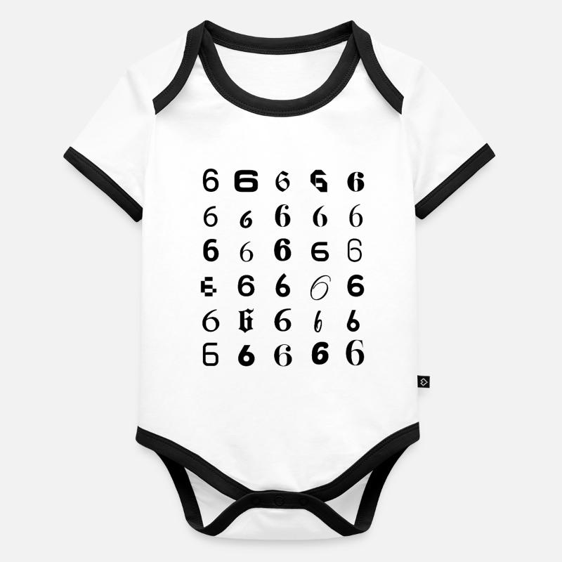 Typographie : mosaïque à 6 chiffres Body Bébé bio contrasté manches courtes