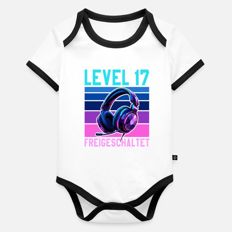 17. Geburtstag Junge Mädchen Gamer Level 17 Jahre Baby Bio-Kurzarm-Kontrastbody