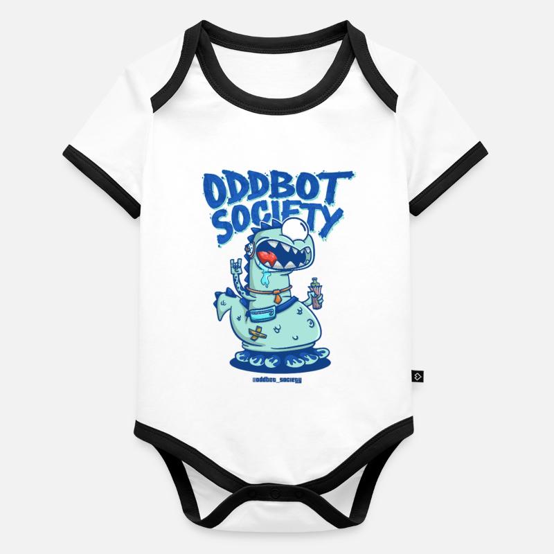 SOCIÉTÉ ODDBOT Dino-Robot Bleu Body Bébé bio contrasté manches courtes