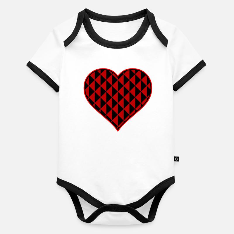 Cœur avec des triangles rouges Body Bébé bio contrasté manches courtes