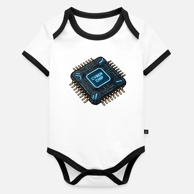 Cyberchip Circuit Néon Body Bébé bio contrasté manches courtes