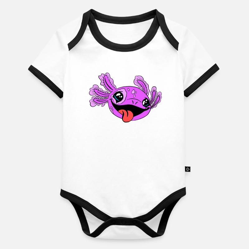 Axolotl coquin à la langue Body Bébé bio contrasté manches courtes