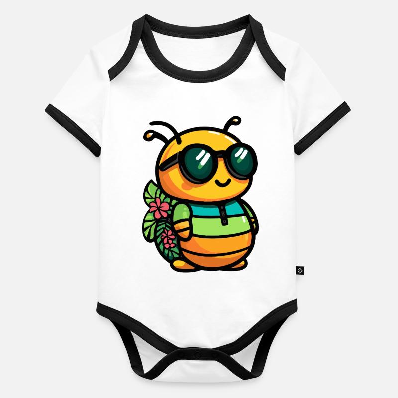 Worm Comic Holiday Body Bébé bio contrasté manches courtes