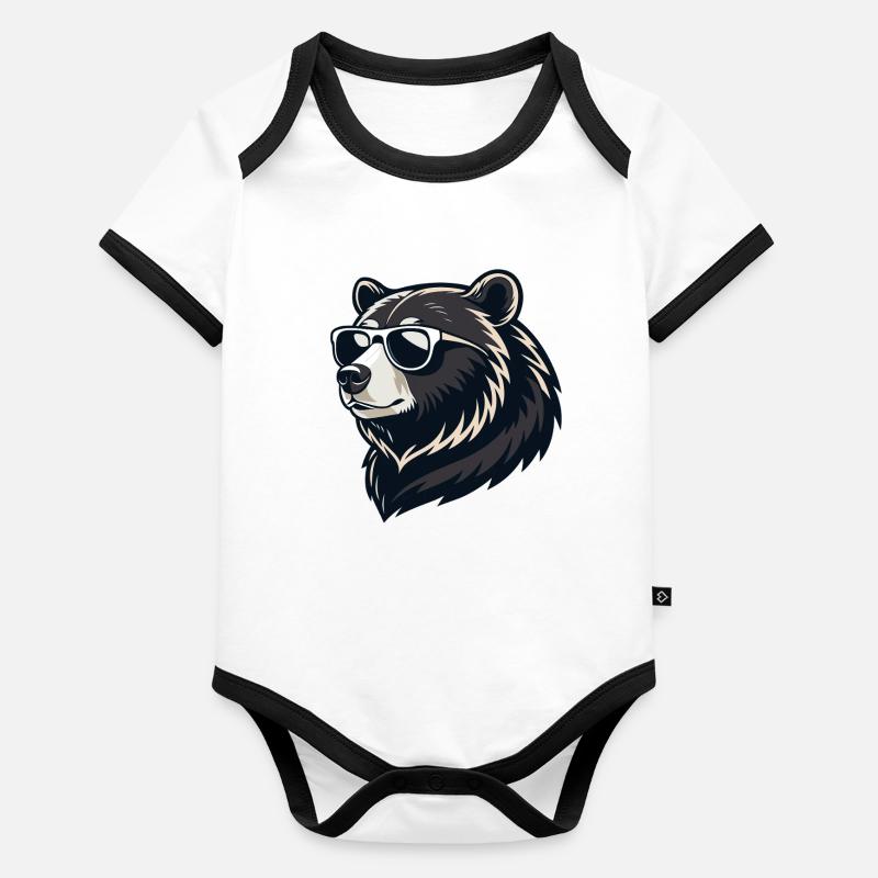 Ours en lunettes de soleil graphique Body Bébé bio contrasté manches courtes