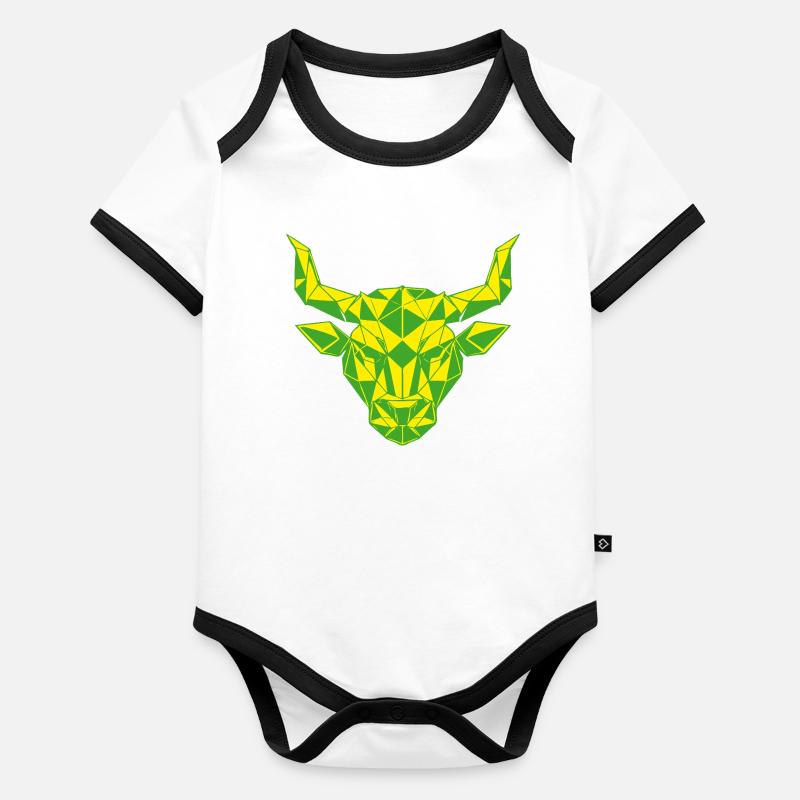 Signe géométrique de Taureau jaune vert Body Bébé bio contrasté manches courtes