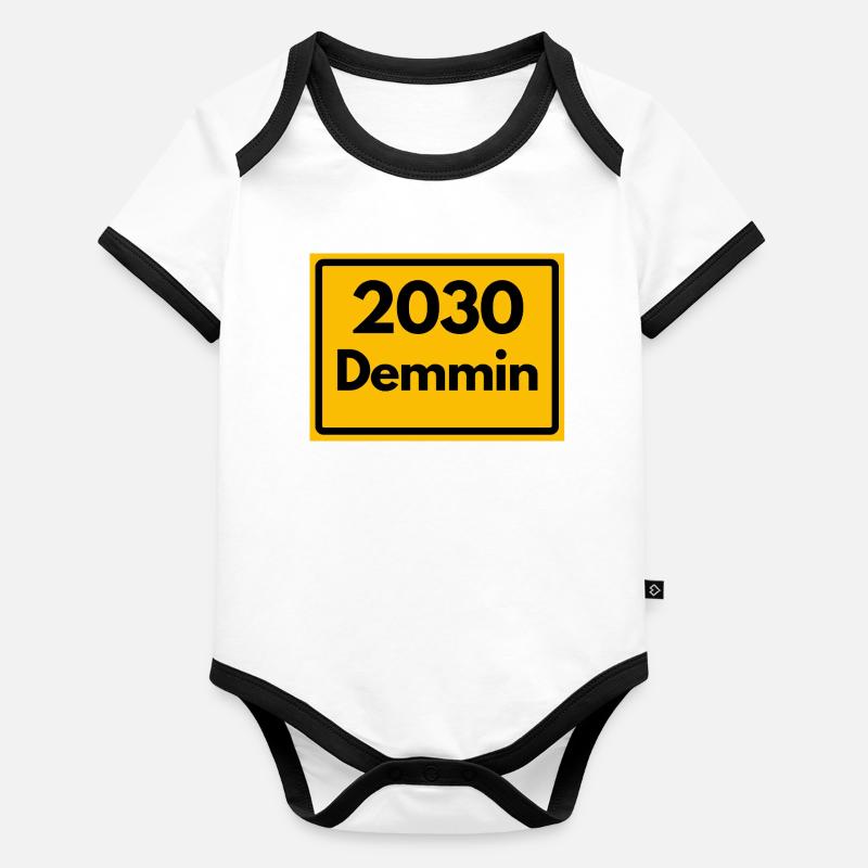 ALTE POSTLEITZAHL PLZ RETRO 2030 DEMMIN HEIMAT Baby Bio-Kurzarm-Kontrastbody