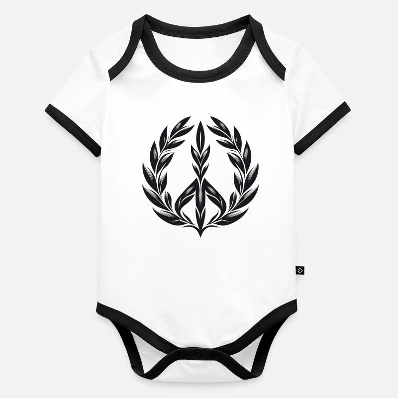 Laurel Wreath Peace Body Bébé bio contrasté manches courtes