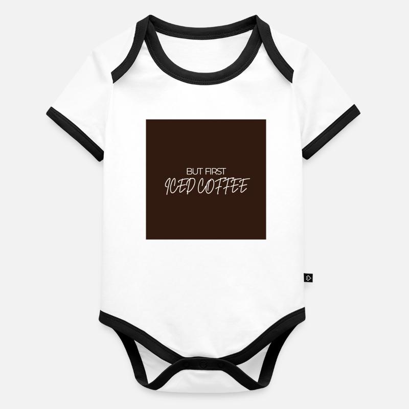 "BUT FIRST ICED COFFEE" Graphic Tee Design Body Bébé bio contrasté manches courtes