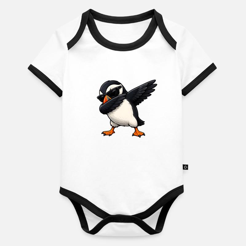 Dabbing Papageientaucher Baby Bio-Kurzarm-Kontrastbody