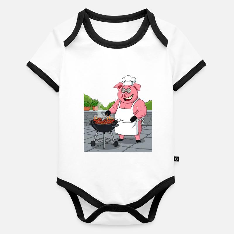 Cochon douillet grillé Body Bébé bio contrasté manches courtes