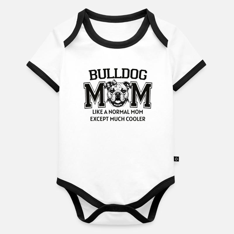 Bouledogue Maman Amoureuse de Chien Art mignon de chiot Body Bébé bio contrasté manches courtes